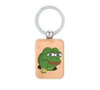 Lauthings Smart Rich Pepe Frog - Llavero de madera, placa de perro, llavero de accesorio