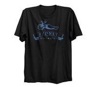 Lauthings Sydney Squid Nautical Sea Australia Coordinates - Camiseta negra talla: algodón orgánico Streetwear, Negro, M