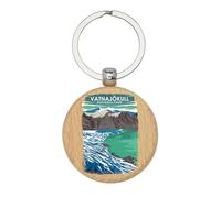 Lauthings Vatnajokull - Llavero de madera, diseño de isla del parque nacional, etiqueta personalizada para bolsa