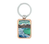 Lauthings Vatnajokull - Llavero de madera, diseño de isla del parque nacional, placa de perro, llavero accesorio