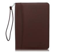 Lautus Designs Portafolio con Cremallera - Organizador de Cuero PU, Bloc de Notas & Funda para Tableta 8 Pulgadas - Carpeta para Trabajo, Reuniones & Viajes - Marrón Oscuro