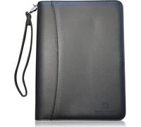Lautus Designs Portafolio de Negocios con Cremallera - Organizador de Cuero PU Premium, Pequeño Bloc de Notas & Funda para Tableta de 8 Pulgadas - Carpeta para Trabajo, Reuniones & Viajes - Negro