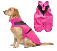 Lautus Pets Chubasquero Impermeable para Perro, Tiras Reflectantes y Abertura para Correa - Chaqueta Ligera y Ajustable para Razas Medianas - XL, Rosa