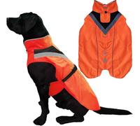 Lautus Pets Chubasquero Impermeable para Perro, Tiras Reflectantes y Abertura para Correa - Chaqueta Ligera y Ajustable para Razas Medianas - M, Naranja