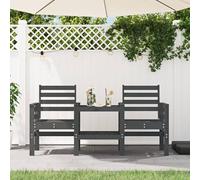 Lauuoeriau Casa & Jardín - Banco de jardín con mesa de 2 plazas, madera maciza de pino, color gris