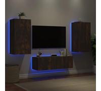 Lauuoeriau Furniture Item Home - Muebles de pared para TV de 3 piezas con luces LED, roble ahumado