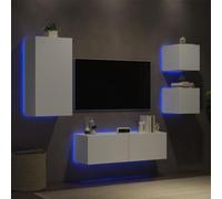Lauuoeriau Furniture Item Home - Muebles de pared para TV de 4 piezas con luces LED, color blanco
