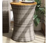 Lauuoeriau Home & Garden,Furniture-Garden - Mesa auxiliar con forma de tambor de ratán de polietileno gris y madera maciza