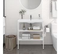 Lauuoeriau Home & Garden,Muebles - Marco para lavabo de baño, color blanco, 79 x 38 x 83 cm, hierro