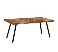 Lauuoeriau Mueble Home Mesa de Comedor Teca Reclamada y Acero 180x90x76 cm-Fueblería