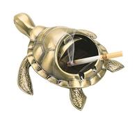 LAUYOO Cenicero vintage resistente al viento con tapa, portátil, para fumadores de interior y exterior, de metal, para fumadores de escritorio, tabaco, decoración del hogar y la oficina (bronce)