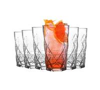 LAV 6 pieza Keops Art Deco Highball vasos, decorado - Vintage vidrio de corte largos Vasos de bebida del cóctel - 460ml