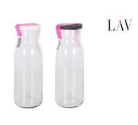 LAV Botella y Decantador de Cristal 1.2 Litros con Grifo, para Agua o Vino - Colección Fonte - 8.7 x 9 x 26 cm, 435 g (12 Unidades)