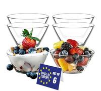 LAV Cuencos para Postres Cristal Set 6, 345ml SIN PLOMO Copas Postre Cristal Cuencos Aperitivos, Tazones para Salsas, Ensaladera de Vidrio, Ensaladier, Tazas para Postres, Glass Bowls