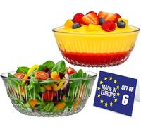 LAV Juego de 6 cuencos de postre de cristal de 345 ml, 100% sin plomo, juego de 6, vasos de postre, vasos de postre, cuencos para salsas, cuencos apilables