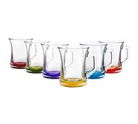 Lav - Juego de 6 tazas para bebidas calientes, base de color, té, café y café latte, capuchino, tazas de cristal (225 cc)
