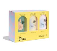 LAV KIDS Reise-Essentials Set de 3 x 30 ml, loción corporal, champú y acondicionador para niños, ingredientes naturales, para pieles sensibles