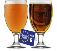 LAV Modern Copa de Cerveza de Cristal Belga - Set 6 Piezas 590ml 100% Sin Plomo - Tulipa con Tallo, Caliz IPA, Beer Glass