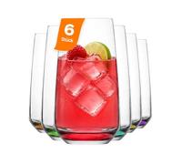LAV Modern Vasos de Cristal Agua con Base de Colores, Copa de Coctel Set 6 480ml 100% SIN PLOMO Vasos Largos Vasos Altos de Vidrio, Vasos Zumo, Vasos Grandes Cristal Vaso Cocktail, Mojitos