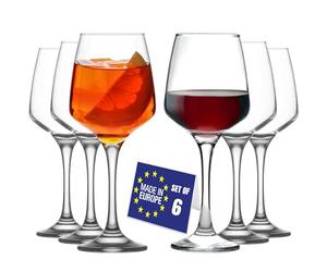 LAV Premium Copas de Vino Blanco 400 ml, 6PCs Aptas para Lavavajillas,100% SIN PLOMO Copas de Vino Tinto, Copa de Vino, Vasos de Vino blanco, Vasos de Vino Tinto, Red, White Wine Glasses