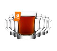 LAV Vasos de café con asa, 6 unidades, 220 ml, sin plomo, para bebidas calientes, vasos de cristal para bebidas calientes