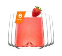 LAV Vasos Modernos Grandes, Vasos de Agua Grandes de 475ml, Set de 6 Unidades, 100% SIN PLOMO Vasos de Cristal, Aptos para Lavavajillas, vasos de coctel, Vasos de Bebidas, Vasos de Zumo