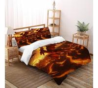 Lava de dragón Funda Nordica Algodon 3 Piezas 3D Impresa Magia Lava Mythic Beast con Cremallera Y Funda De Almohada Double（200x200cm） Microfibra Ropa De Cama para Niñosy Hombres