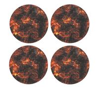 Lava del volcán,Posavasos Redondos de Corcho MDF, Almohadilla para Tazas, Juego de 4 Posavasos para Bebidas