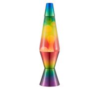 LAVA® - Lámpara Arcoíris 2513, globo tricolor pintado a mano, cera blanca, líquido transparente, base decorativa y tapón, original de 14,5 pulgadas. Lámpara de movimiento marca