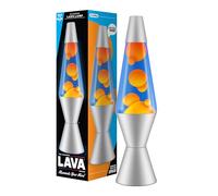 LAVA® - Lámpara Lava 2117, cera naranja, líquido azul, base y tapa plateados, original de 14,5 pulgadas. Lámpara de movimiento marca LAVA®