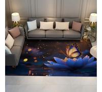 lavable Alfombra 180x240cm Aesthetic Design Big suave Alfombrilla para salon Dreamy Wonderland Lotus Tapete Beautiful Butterfly Pattern comedor antideslizante resistente a las manchas Under Table