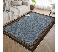 Lavable Alfombra 200x300 William Morris Area Alfombrilla for Salon Resistente a Las Manchas Antideslizante Backing Boho Tapete Dormitorio Thin Vintage Large Slate Blue Leaf Vine Print Decorative