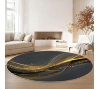 Lavable Alfombras Redondas 120 cm (Rond),Antideslizante Minimalismo Arte Digital Partículas Luz Degradado Alfombra Círculo Redondeada Medallón - Impreso Alfombras de área Salón Dormitorio Gris