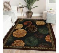 Lavable Area 180x240 Alfombra Boho Abstracto Alfombrilla for Salon Moderno Soft Antideslizante Pelo Corto Throw Tapete Dormitorio Comedor Office Black Beige Brown Green Redondo Estampado