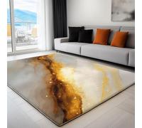 Lavable Naturaleza Brillo Dorado Mármol Alfombra Salón Pelo Corto, Crema Tapete Antideslizante, Alfombra Decorativa 180 x 240 cm para Salón, Habitación, Dormitorio y Comedor