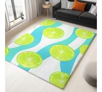 Lavable Simple Rodaja De Limón Olas Alfombra Salón Pelo Corto, Crema Tapete Antideslizante, Alfombra Decorativa 60 x 90 cm para Salón, Habitación, Dormitorio y Comedor