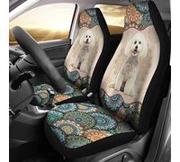 Lavables Protector De Asiento Estilo De Patrón De Perro Bichon Frise Mandala Fundas para Sillas De Coche Súper Suave Cómodo Fundas para Asientos Delanteros para Automóvil, SUV, Camioneta