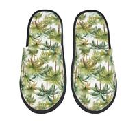 Lavables Zapatos De Algodón Árbol De Coco Verde Pantufla Algodón Antideslizante Pantuflas Planos Para Viaje, Exterior, Interior L