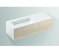 Lavabo Alape WP.Folio7, 1254x350x500mm, mueble de baño 2 extensiones completas, lavabo con agujero para grifo, 5158816000, Color: Decoración de madera de roble cepillado