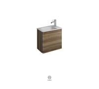 Lavabo burgbad Badu de fundición mineral, terciopelo blanco, incl. mueble bajo lavabo, ancho 52cm, versión derecha, SFUM052RF3699C0037G0196, Color: Terciopelo decorativo nogal / Terciopelo decorativo 