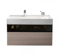 Lavabo burgbad Yumo incl. lavamanos, ancho: 1015mm, asa G0179, con marco de aluminio frontal, incl. iluminación LED, SFMX102F3717C0001, Color: Roble Decoración Cachemira Melamina / Roble Decoración Ca