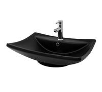 Lavabo cerámica lavamanos común pila para aseo de baño negro mate 610x455x185 mm