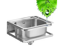 Lavabo Colgante En La Pared, Fregadero Comercial De Acero Inoxidable Lavandería del Baño con Estante De Toallas Y Grifo Adecuado para Hoteles/Baños/Exteriores (Color : Silver-C, Tamaño : 41x35x1