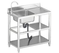 Lavabo con grifo, for cocina, restaurante, estante de almacenamiento for baño y(100x50x85cm)