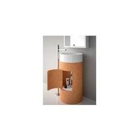 Lavabo con mueble pedestal de 45 cm en porcelana blanca y corcho de alta calidad de Unisan - Corcho / Negro