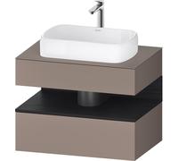 Lavabo consola Collection One de Duravit, 1 extraíble, 1 cajón, hueco central, 800x550x600mm, hueco de roble negro, QA4730016430010, Color: Basalto Mate/con iluminaciÃ³n de nicho