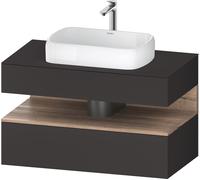 Lavabo consola Collection One de Duravit, 1 extraíble, 1 cajón, recorte central, 1000x550x600mm, hornacina de roble jaspeado, QA4731055800000, Color: supermercado de grafito