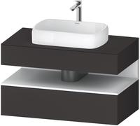 Lavabo consola Collection One de Duravit, 1 extraíble, 1 cajón, recorte central, 1000x550x600mm, nicho blanco mate, QA4731018800010, Color: Supermatt grafito/con iluminaciÃ³n de nicho