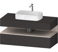 Lavabo consola Collection One de Duravit, 1 extraíble, 1 cajón, recorte central, 1200x550x600mm, nicho taupe mate, QA4732091800010, Color: Supermatt grafito/con iluminaciÃ³n de nicho