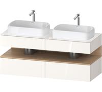 Lavabo consola Collection One de Duravit, 2 extraíbles, 2 cajones, 2 escotaduras, 1400x550x600mm, hueco roble natural, QA4767030220010, Color: Blanco brillo intenso/con iluminaciÃ³n de nicho